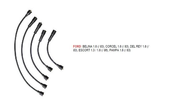 Imagen de JUEGO CABLES BUJIA FORD CORCEL/BELINA 1.4/1.6  HASTA 1983